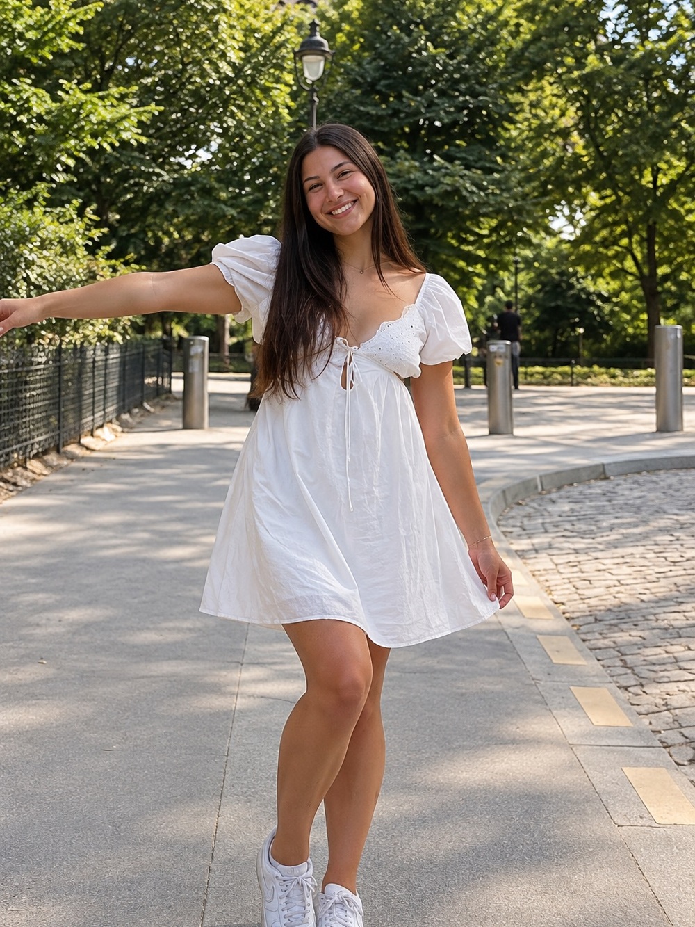 Princess Polly White Puff-Sleeve Tie-Front Mini Dress